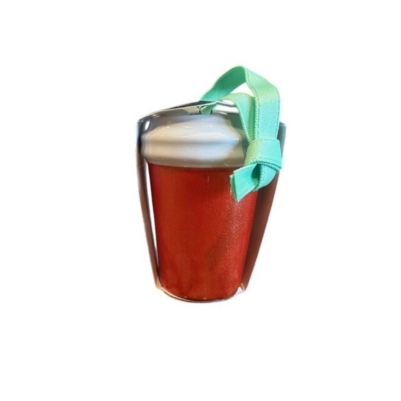 Starbucks Ceramic Coffee Cup Ornament Orange Glitter Christmas Tree Ornament New - Picture 3 of 5